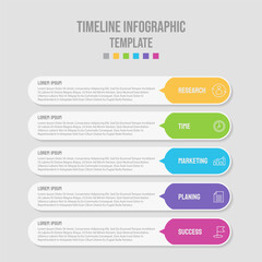 Five section infographic diagram, vertical process chart template with five heading banners