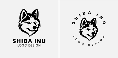 Shiba inu dog Head Logo Design Vector. Shiba inu abstract character illustration. Graphic logo design templates for emblem.