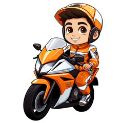 Cute Boy Racer Motorcycle Clipart Illustration