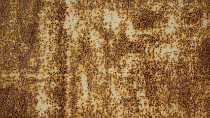 brown background, photo rusty iron wall and old peeling paint paint