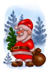 Fototapeta premium Santa Claus and Christmas tree