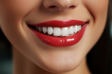 Fototapeta premium A picture-perfect smile that leaves a lasting impression. Concept of photogenic grins. Generative Ai.