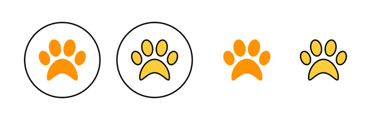 Paw icon set for web and mobile app. paw print sign and symbol. dog or cat paw