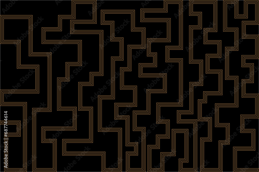 Aufkleber abstract of background vector. design labyrinth of line gold of black background. design print for i