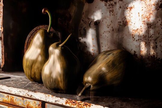 Wooden pears still life
