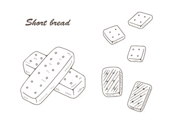 四角いショートブレッドの線画