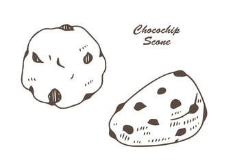 チョコチップスコーンの線画