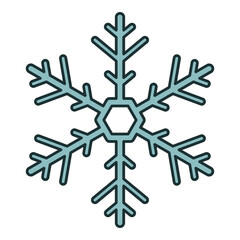 Flat line snowflake. Vector illustration with winter theme and flat line vector style. Editable vector element.