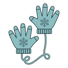 Flat line winter gloves. Vector illustration with winter theme and flat line vector style. Editable vector element.