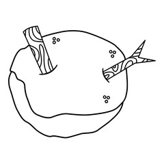 Snowball line art. Vector illustration with winter theme and line art vector style. Editable vector element.