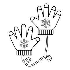 Winter gloves line art. Vector illustration with winter theme and line art vector style. Editable vector element.