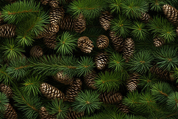 Naklejka na ściany i meble fresh natural pine cones holiday background wall texture pattern seamless