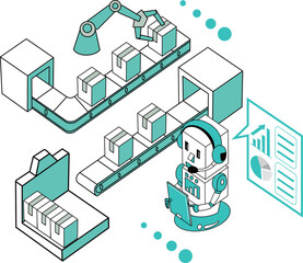 生産管理のデジタル化のイメージイラスト