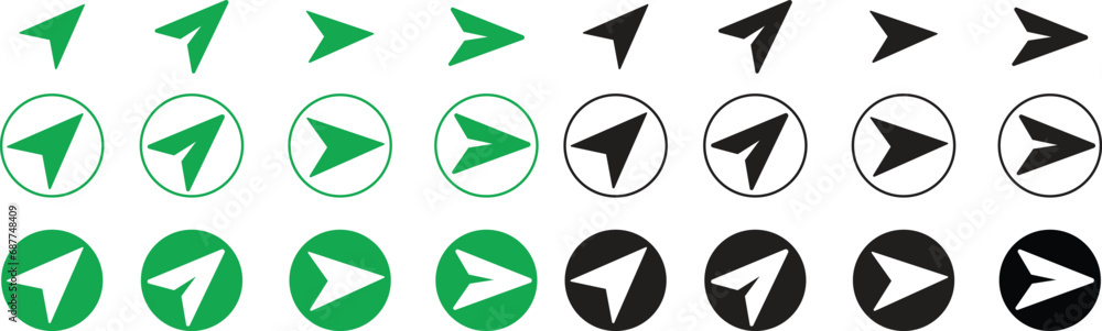 Poster fill messages send icons set. direct messages or dm vector symbols. send post or mail or email arrow