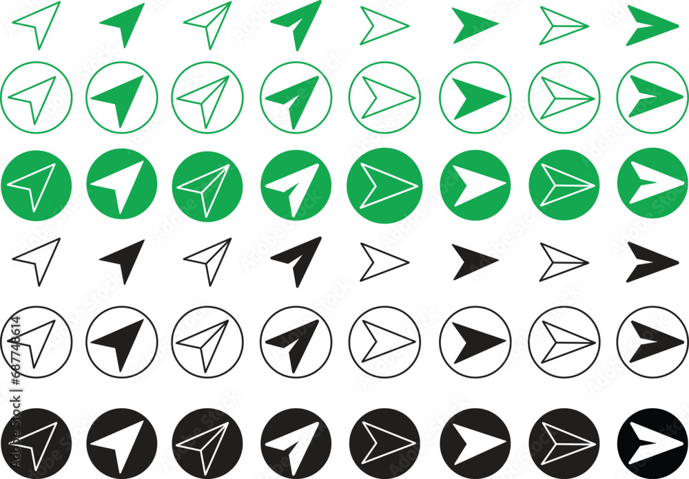 Poster flat messages send icons set. direct message or dm symbols editable stock. send post or mail or emai