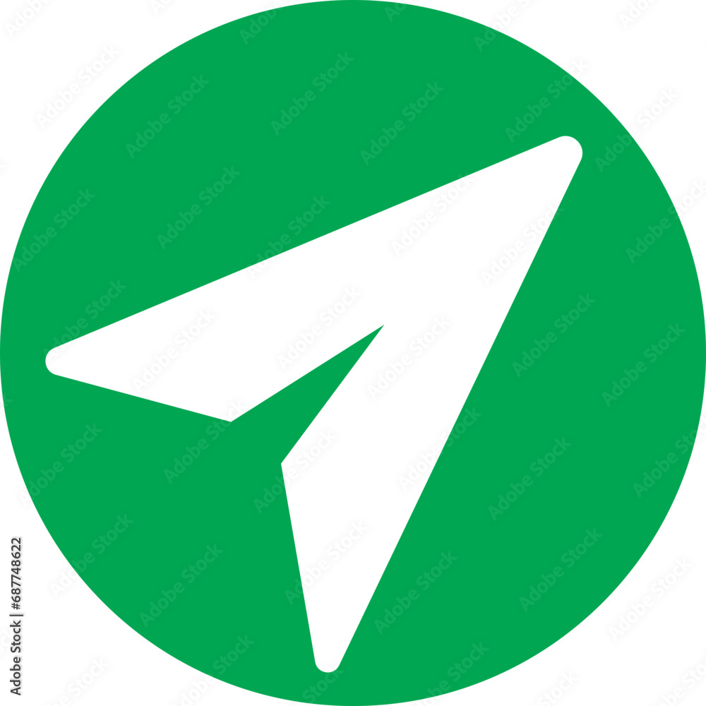 Poster green fill message send icon. direct message or dm vector symbol. send post or mail or email arrow i