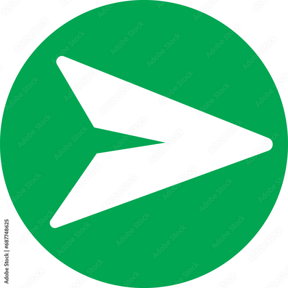 Poster green fill message send icon. direct message or dm vector symbol. send post or mail or email arrow i