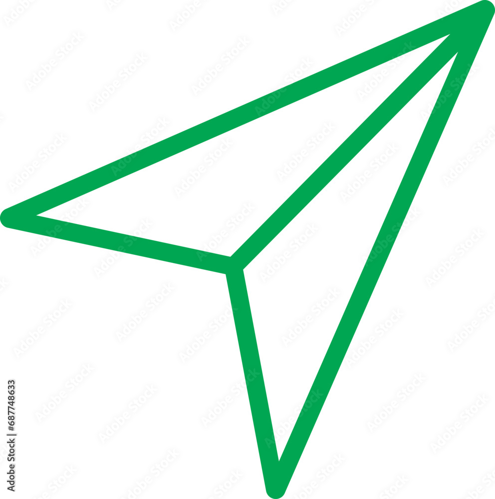 Poster green line message send icon. direct message or dm symbol editable stock. send post or mail or email