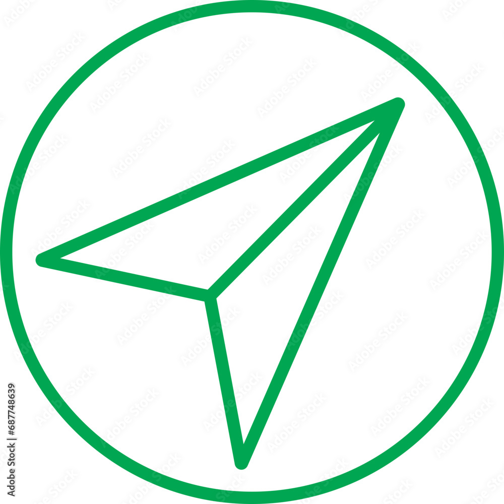 Poster green line message send icon. direct message or dm symbol editable stock. send post or mail or email