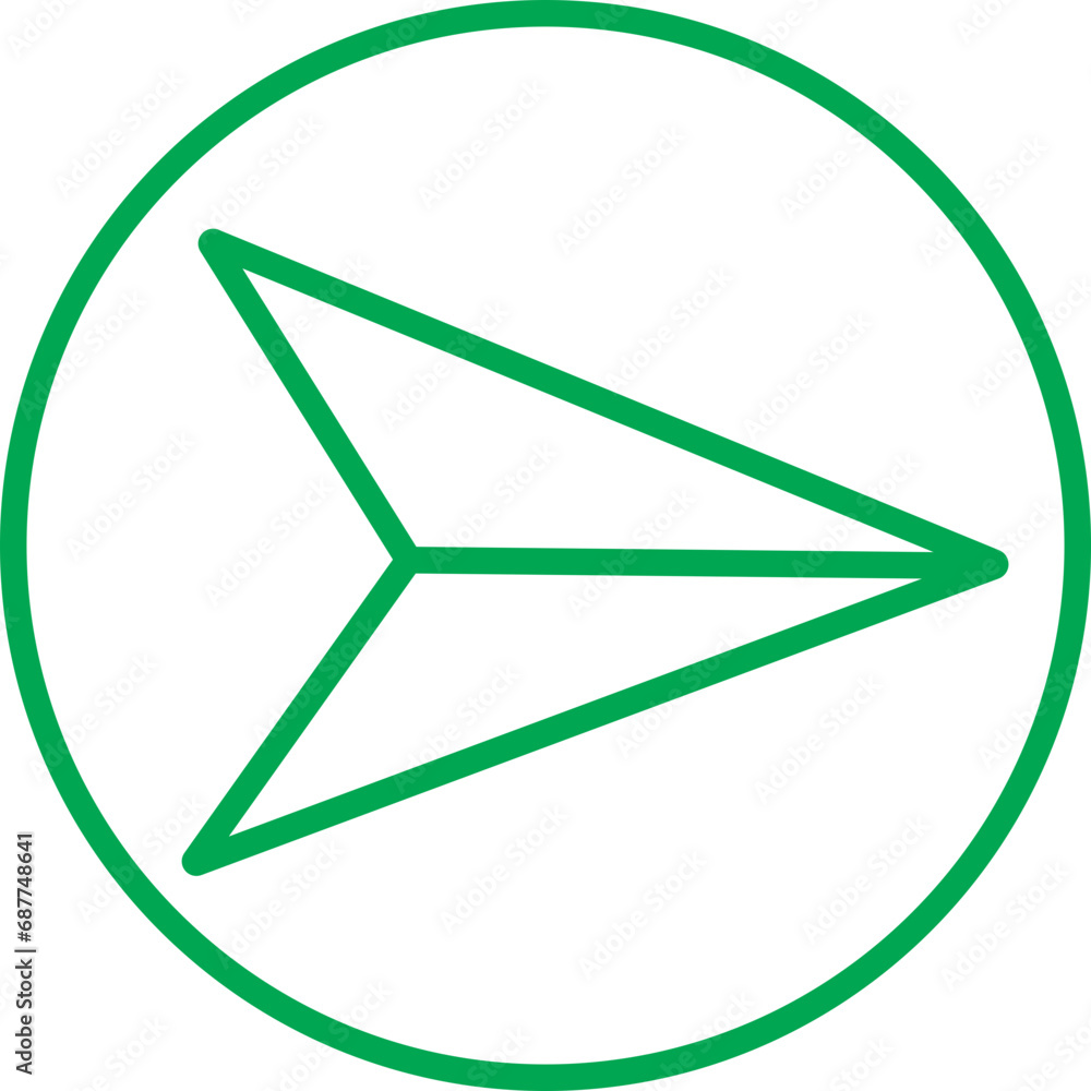 Poster green line message send icon. direct message or dm symbol editable stock. send post or mail or email