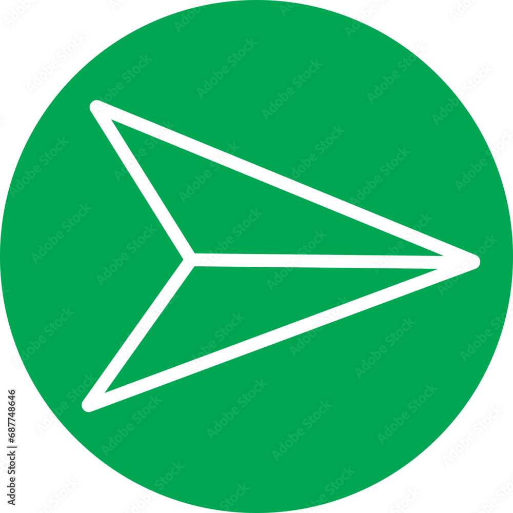 Poster green line message send icon. direct message or dm symbol editable stock. send post or mail or email