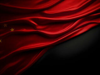 Obraz premium China national flag background, China flag weaving made by silk cloth fabric, China background, ai generated image