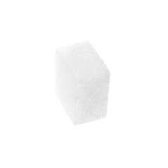 One refined sugar cube isolated on white
