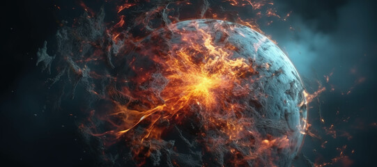 energy fireball rock explosion, blast 2 - obrazy, fototapety, plakaty