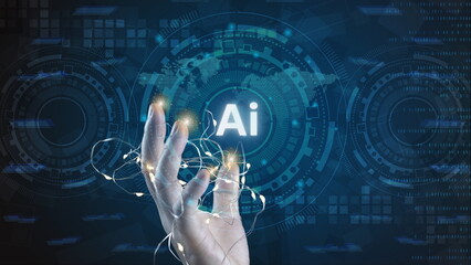 Ai technology, Artificial Intelligence. man using technology smart robot AI, artificial...