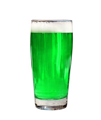 Pint glass with green beer for St. Patrick's Day isolated cutout on transparent