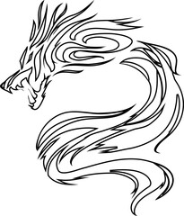 おしゃれなドラゴンのトライバル風線画