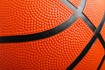 Orange basketball ball as background, closeup view