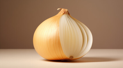 An onion on a simple background. Generative AI. 