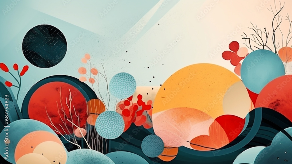 Aufkleber abstract minimal geometric shapes and lines background