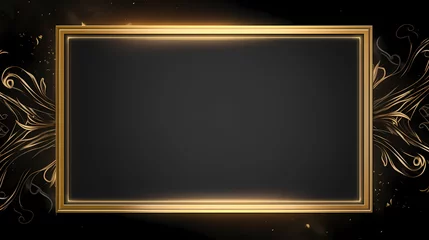 Foto op Plexiglas mock up A gold frame with a black background © Derby