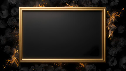mock up A gold frame with a black background