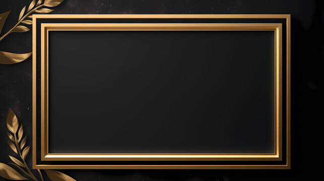 mock up A gold frame with a black background