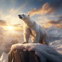 polar bear on ice - obrazy, fototapety, plakaty