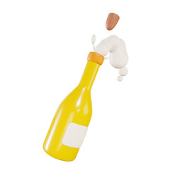 Champagne 3D Icon New Years Party