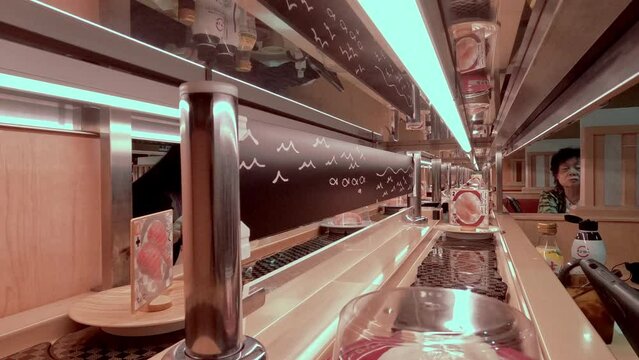 Timelapse Of A Japanese Fast Food Cafe, A Spinning Bar