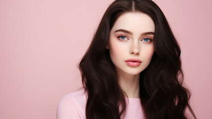 Fototapeta premium Portrait of a young female model with black hair