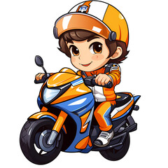 Cute Boy Racer Motorcycle Clipart Illustration