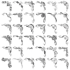 Vector illustration of decorative corner frame set. Set Hand Draw of Corners Different Shapes Flower Decoration Vector Design Doodle Sketch Style for Wedding and Banner. 