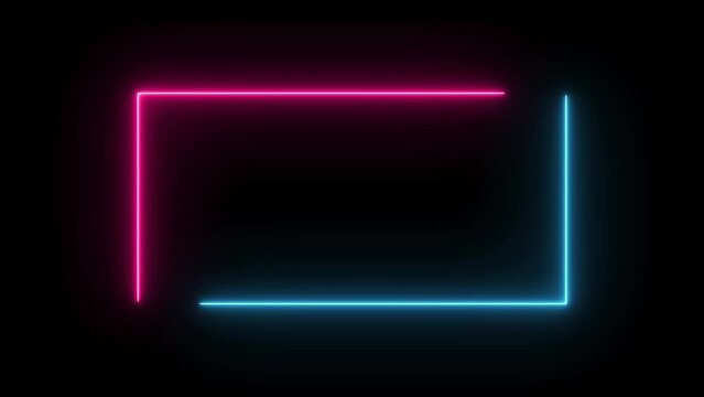 abstract neon rectangle  frame animation background 4k