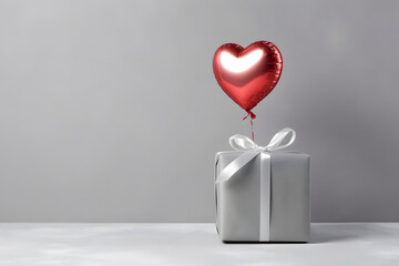 Valentine's day celebration with gift and heart balloon