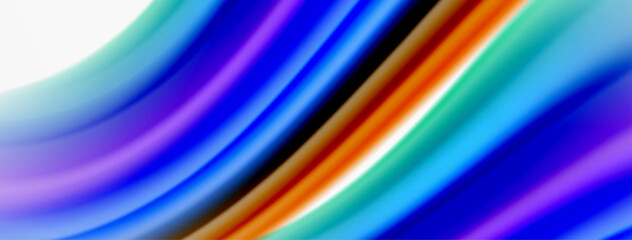 Rainbow color silk blurred wavy line background on white, luxuriously vibrant visually captivating backdrop. Stunning blend of colors reminiscent of rainbow, silky and gracefully blurred wavy pattern