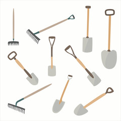 set of gardening tools
