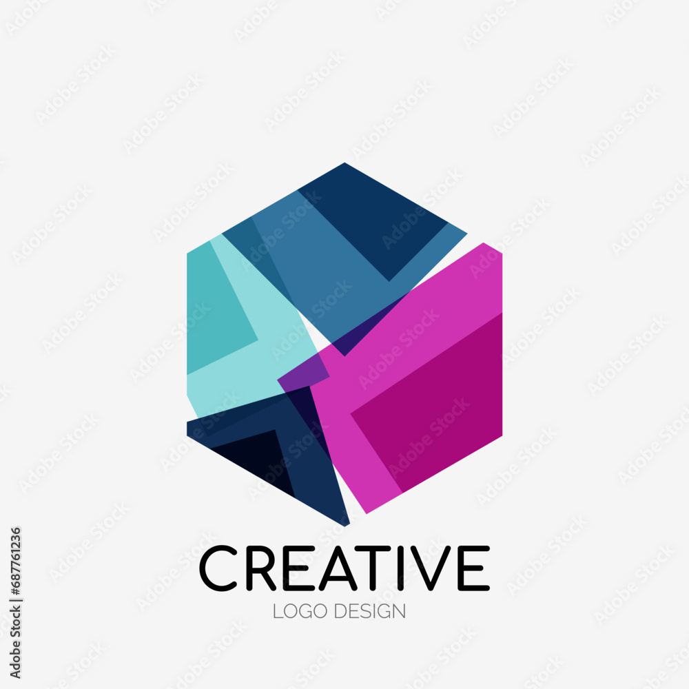 Poster modern abstract logo design. geometric vector art. clean overlapping lines and abstract shapes. perf