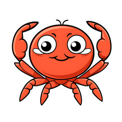 Cute crab Vectorized clean drawing illustration  isolated on transparent background Generative AI