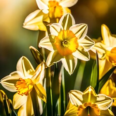 Obraz premium yellow daffodils blooming in spring